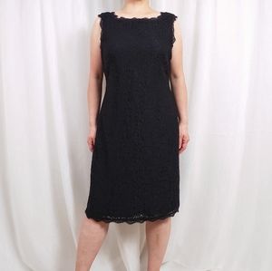 Adrianna Papell Black Lace Sleeveless Sheath Dress